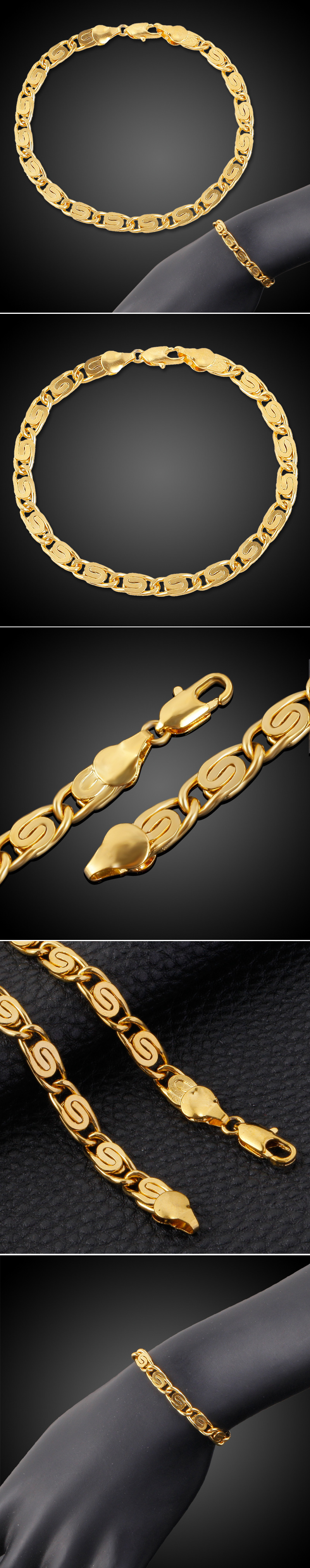 Klassischer Stil Einfarbig Kupfer Überzug Vergoldet Armbänder display picture 3