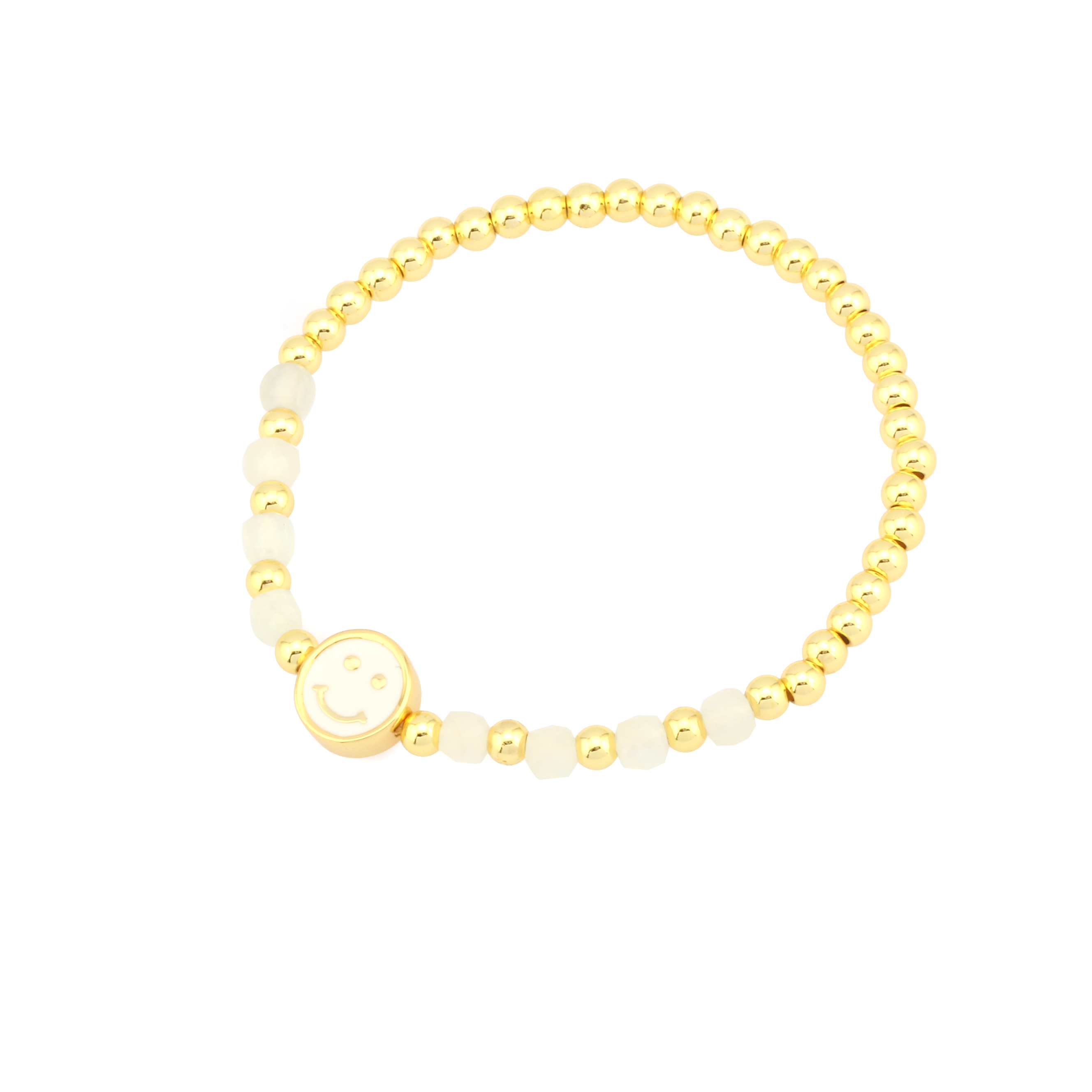 Style Simple Rond Carré Smiley Le Cuivre Perlé Fait Main Émail Zircon Plaqué Or 18k Bracelets display picture 2