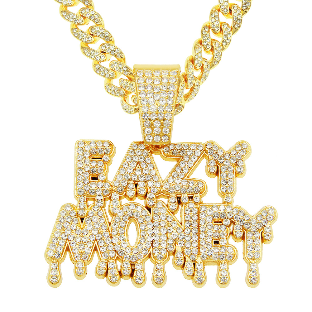 Hip Hop Letra Aleación Embutido Diamantes De Imitación Hombres Collar Colgante Collar Colgante display picture 1