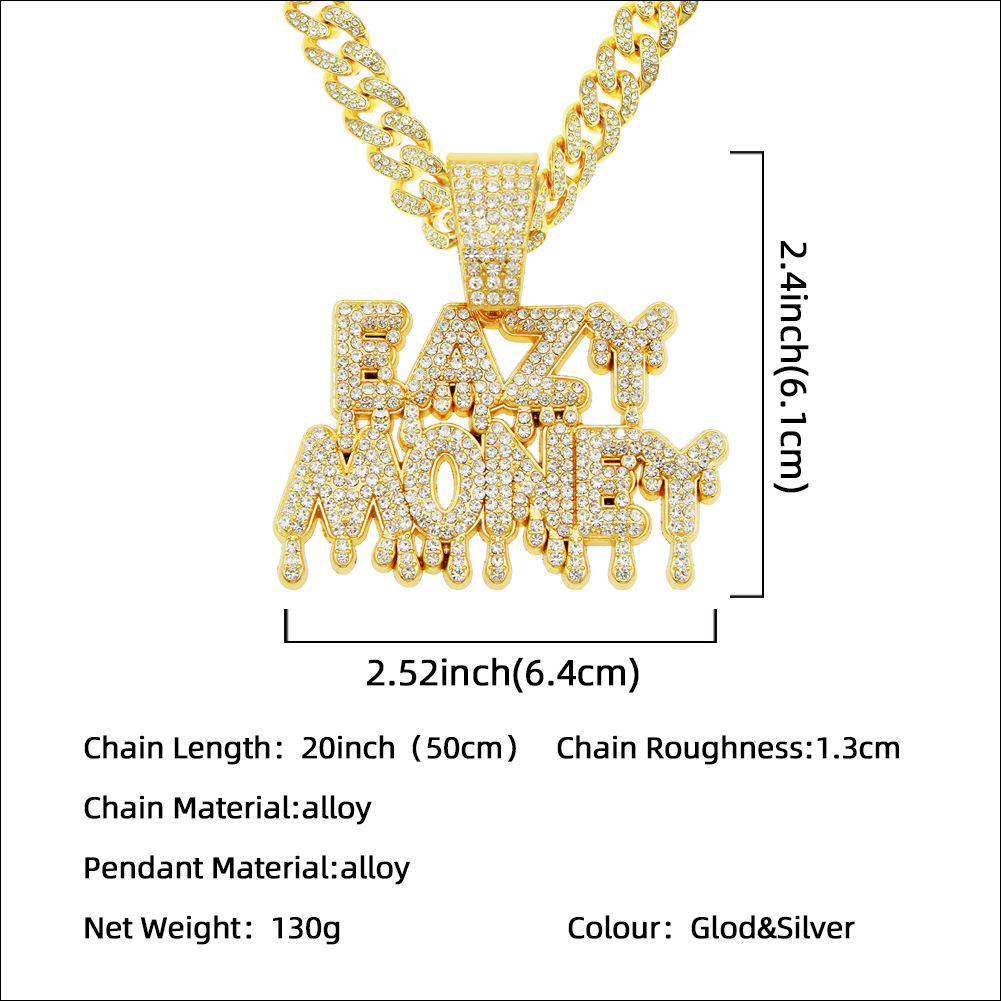 Hip Hop Lettre Alliage Incruster Strass Hommes Pendentif Collier Pendentif display picture 3