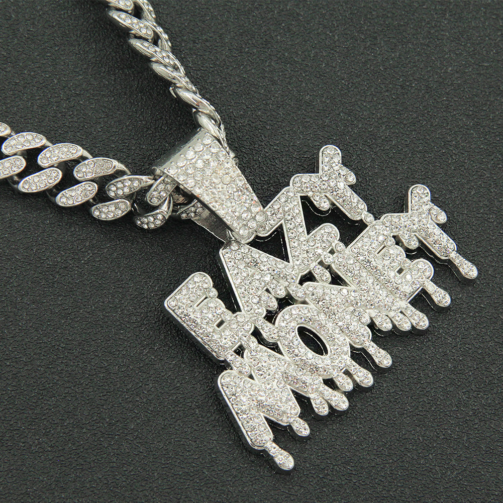 Hip Hop Letra Aleación Embutido Diamantes De Imitación Hombres Collar Colgante Collar Colgante display picture 6