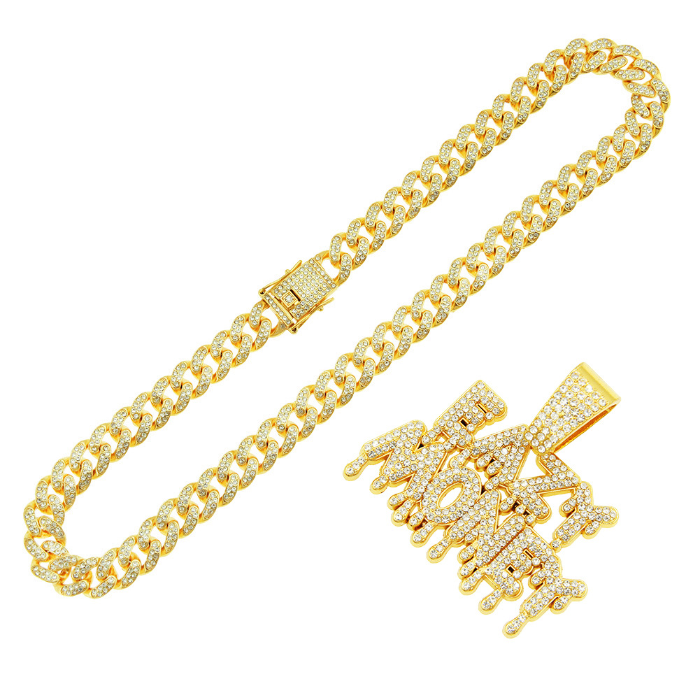 Hip Hop Lettre Alliage Incruster Strass Hommes Pendentif Collier Pendentif display picture 9