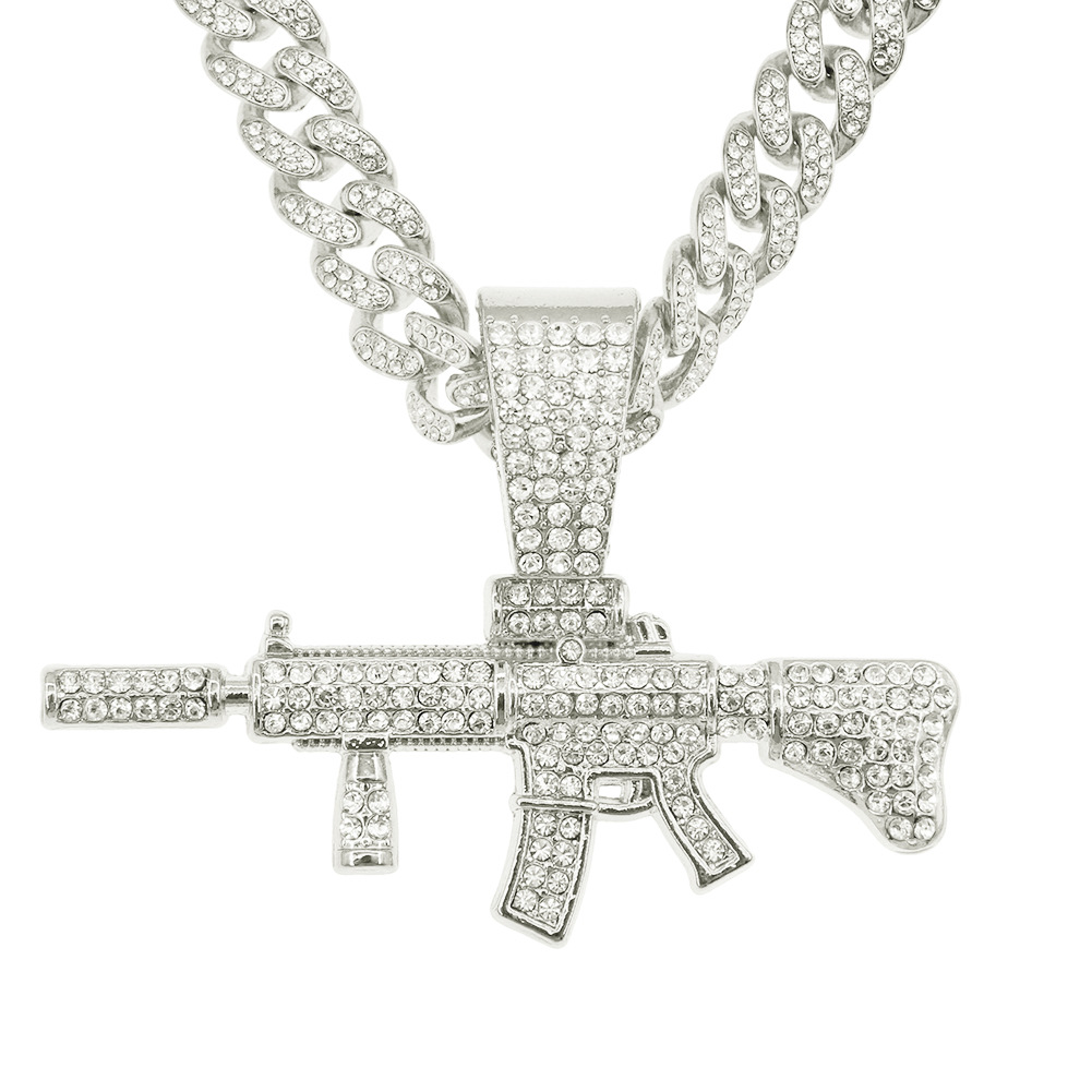 Hip Hop Pistola Aleación Embutido Diamantes De Imitación Hombres Collar Colgante Collar Colgante display picture 2
