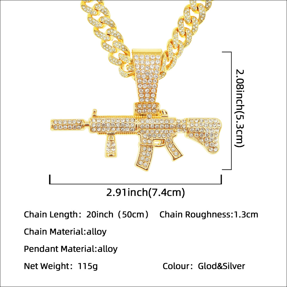 Hip Hop Pistola Aleación Embutido Diamantes De Imitación Hombres Collar Colgante Collar Colgante display picture 3