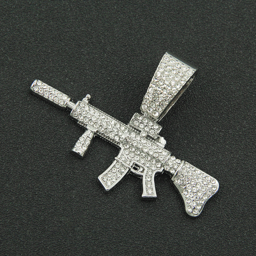 Hip Hop Pistola Aleación Embutido Diamantes De Imitación Hombres Collar Colgante Collar Colgante display picture 5