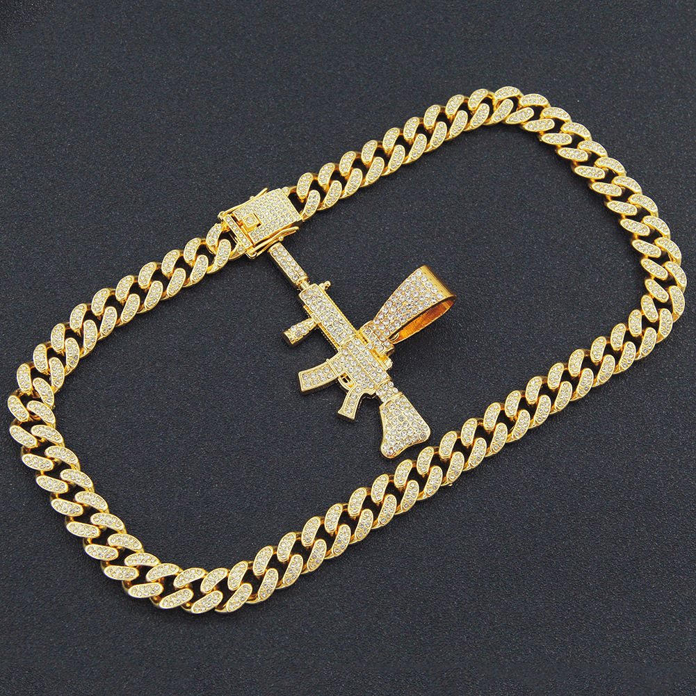Hip Hop Pistola Aleación Embutido Diamantes De Imitación Hombres Collar Colgante Collar Colgante display picture 6