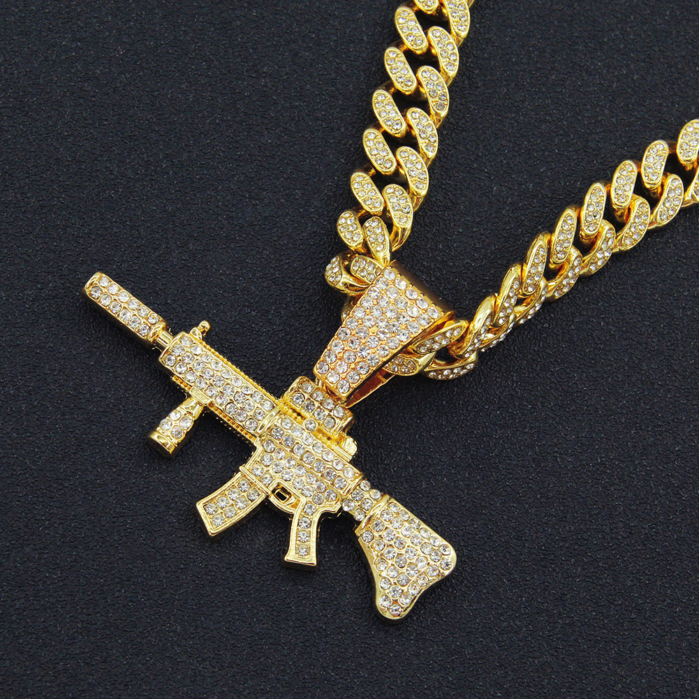 Hip Hop Pistola Aleación Embutido Diamantes De Imitación Hombres Collar Colgante Collar Colgante display picture 7