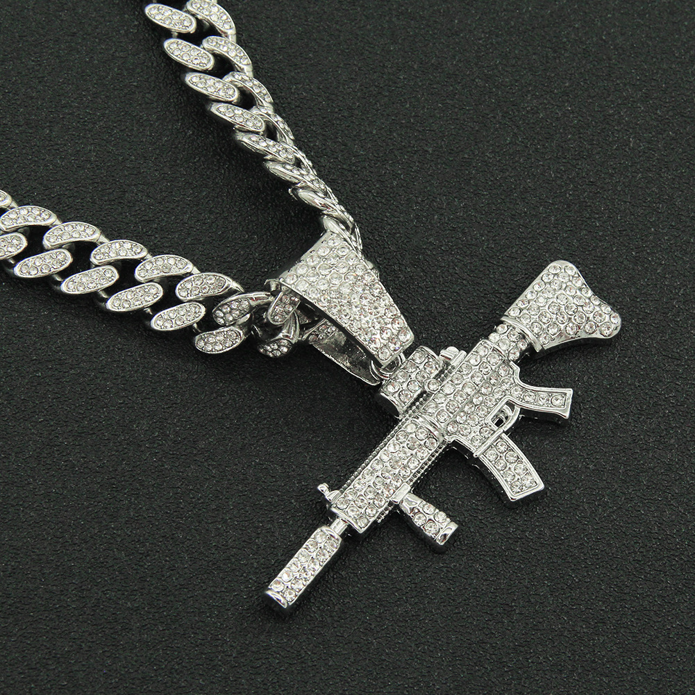 Hip Hop Pistola Aleación Embutido Diamantes De Imitación Hombres Collar Colgante Collar Colgante display picture 8