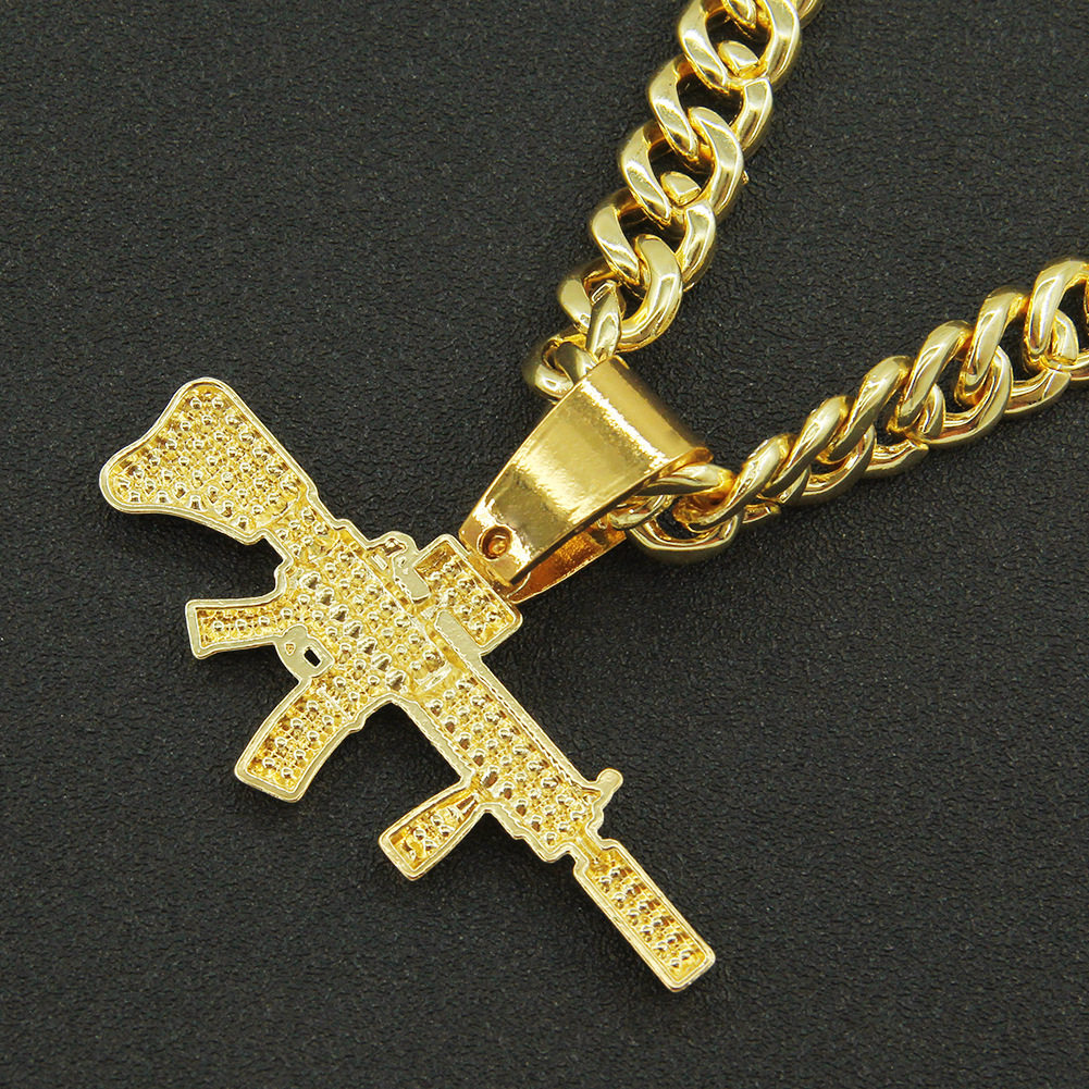 Hip Hop Pistola Aleación Embutido Diamantes De Imitación Hombres Collar Colgante Collar Colgante display picture 9