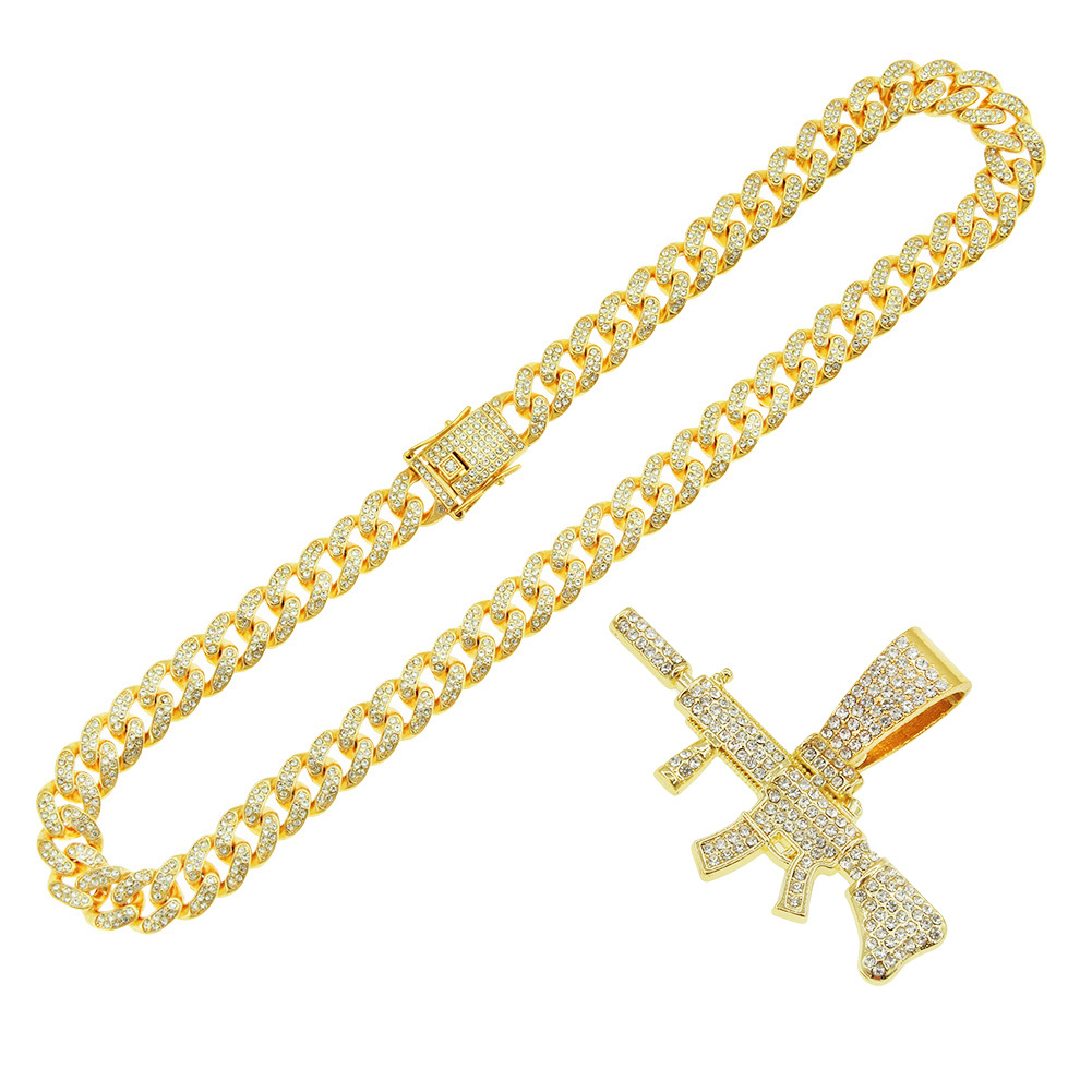 Hip-hop Pistol Alloy Inlay Rhinestones Men's Pendant Necklace Necklace Pendant display picture 10