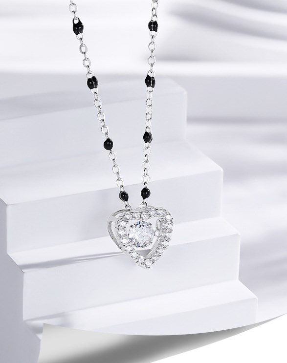 Elegant Basic Herzform Sterling Silber Zirkon Halskette Mit Anhänger In Masse display picture 1