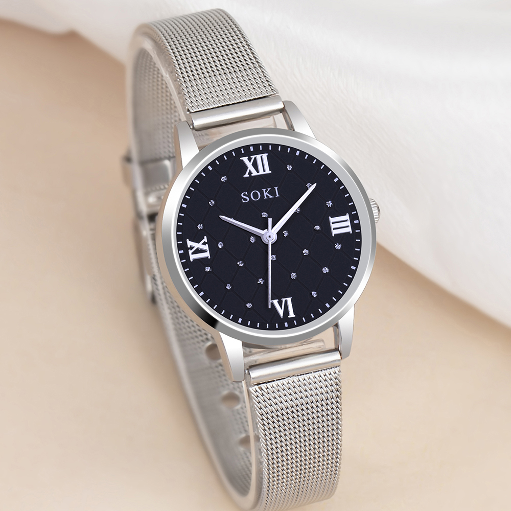 Casual Round Dots Buckle Quartz Women's Watches display picture 3