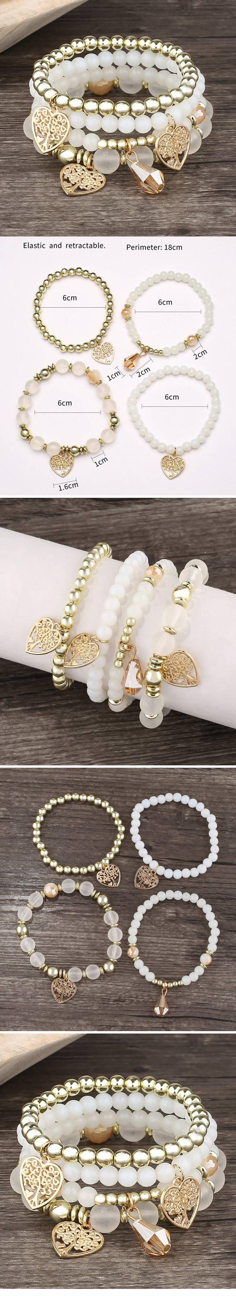 Ethnic Style Tree Heart Shape Ccb Zinc Alloy Beaded Women's Bracelets display picture 1