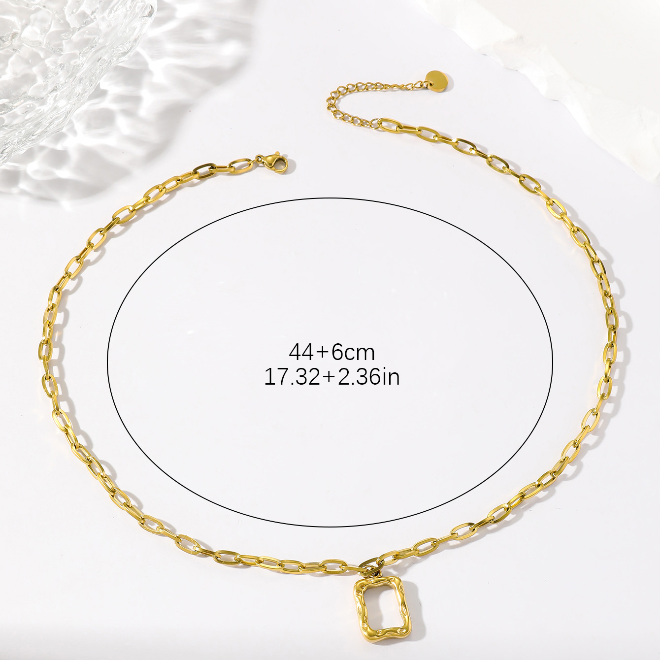 1 Cold Style Real Gold Plated Hollow Square Pendant Necklace Women's Party Gift display picture 4