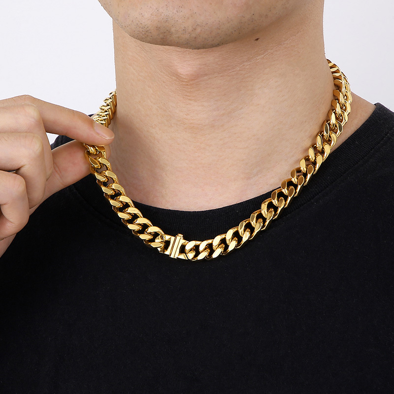Acero Inoxidable Chapados en oro de 18k Hip Hop Enchapado Color Sólido Collar display picture 7