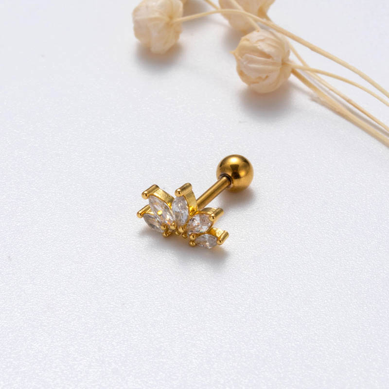 1 Piece Sweet Simple Style Pentagram Geometric Heart Shape Plating Inlay Copper Zircon Cartilage Earrings display picture 11