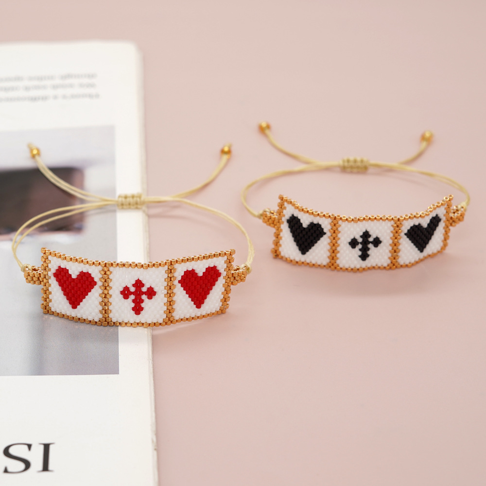 Bohemian Heart Shape Seed Bead Women's Bracelets Drawstring Bracelets display picture 1