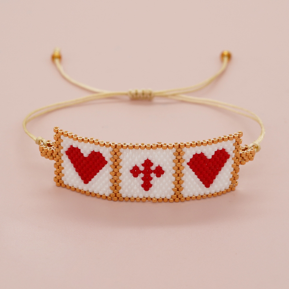 Bohemian Heart Shape Seed Bead Women's Bracelets Drawstring Bracelets display picture 3