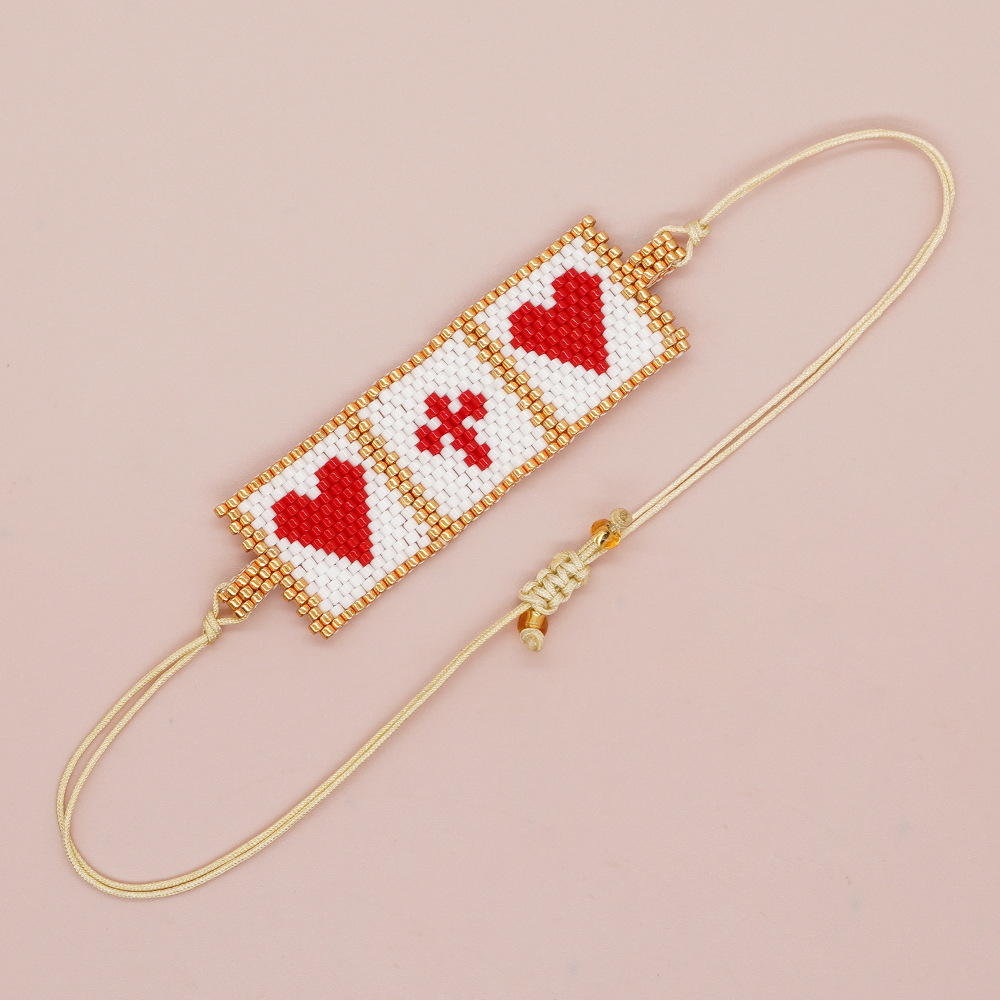 Bohemian Heart Shape Seed Bead Women's Bracelets Drawstring Bracelets display picture 4