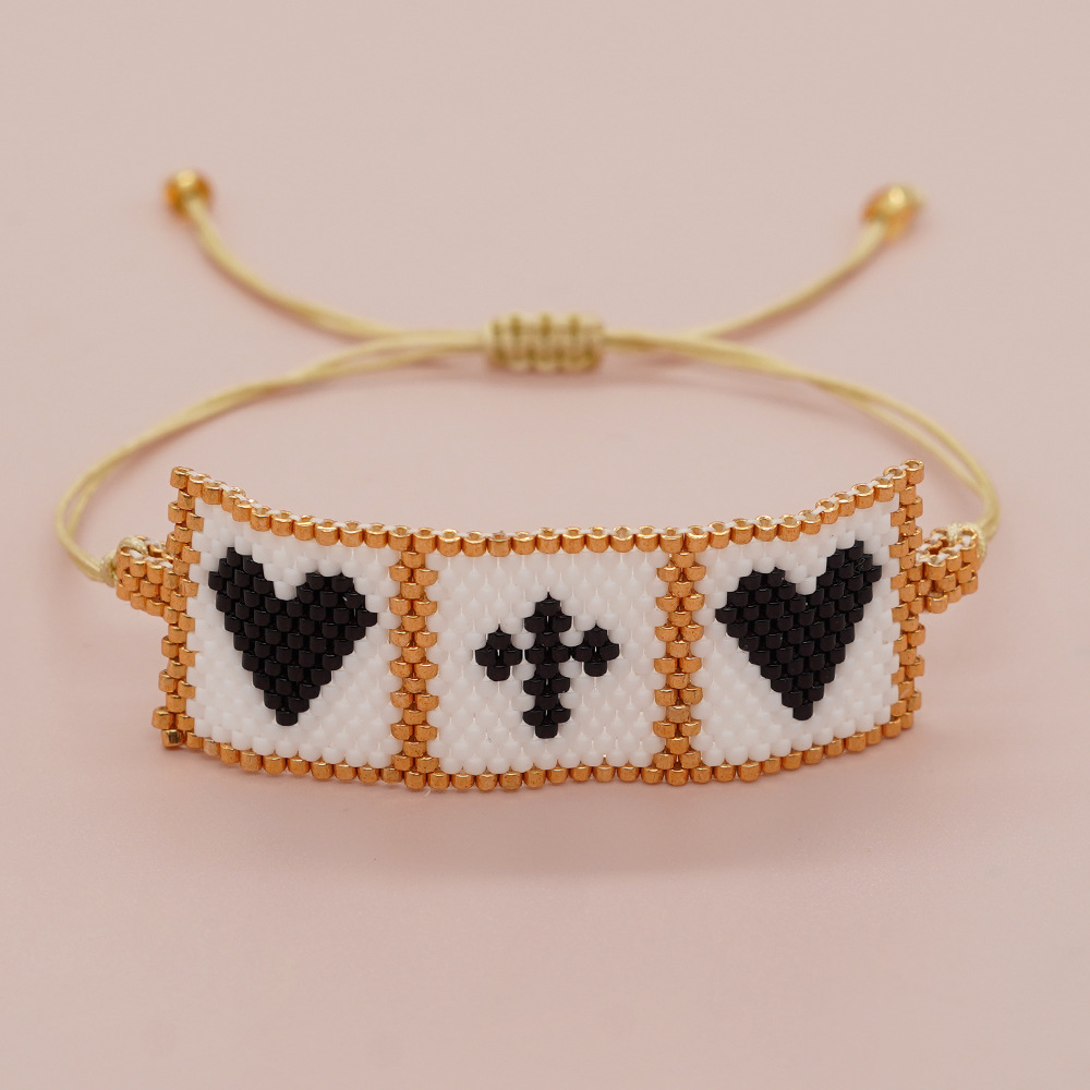 Bohemian Heart Shape Seed Bead Women's Bracelets Drawstring Bracelets display picture 5
