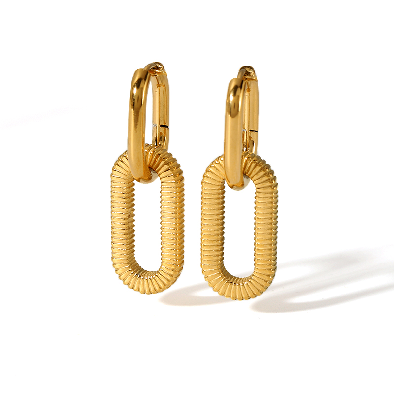 1 Paar Französische Art Quadrat Überzug Edelstahl 304 18 Karat Vergoldet Ohrringe display picture 2