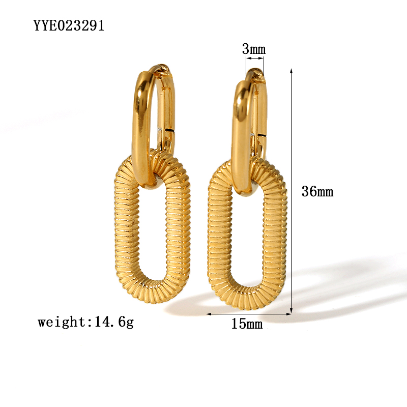 1 Paar Französische Art Quadrat Überzug Edelstahl 304 18 Karat Vergoldet Ohrringe display picture 1