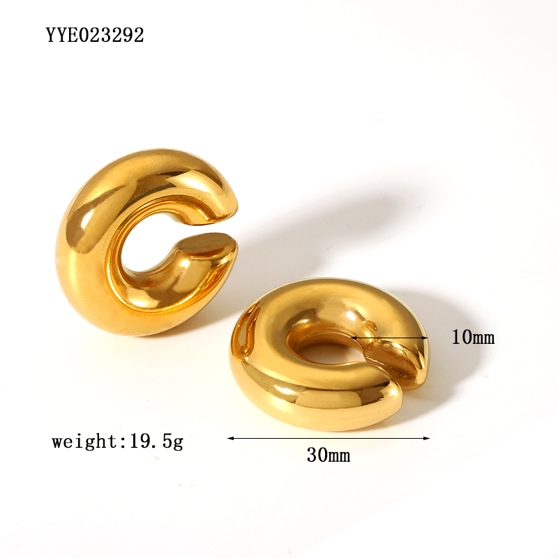 1 Pair Vintage Style Solid Color Plating 304 Stainless Steel 18K Gold Plated Hoop Earrings display picture 5