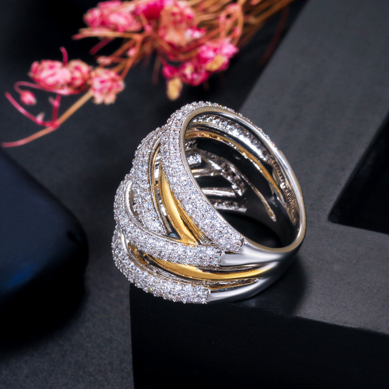 Luxuriös Einfacher Stil Einfarbig Kupfer Vergoldet Überzogen Mit Rhodium Zirkon Ringe In Masse display picture 4