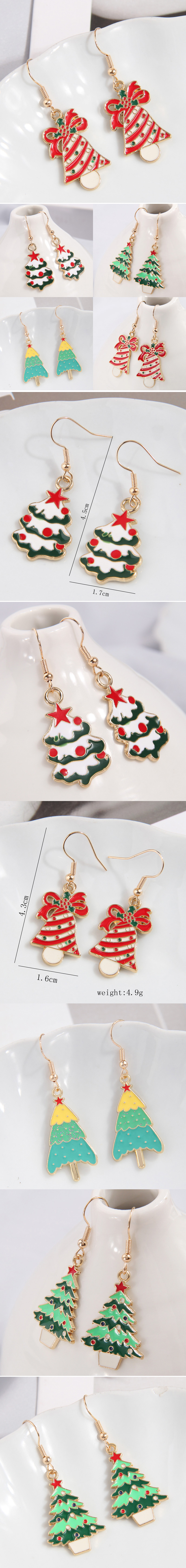 1 Pair Simple Style Christmas Tree Bow Knot Enamel Alloy Ear Hook display picture 1