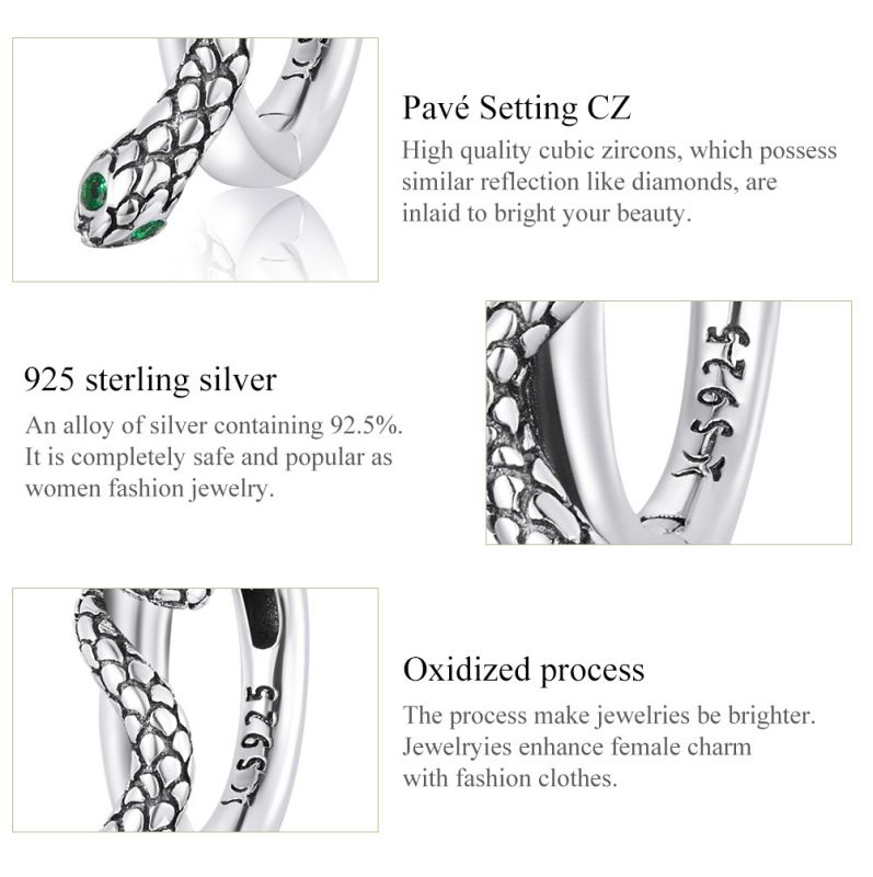 1 Pair Cartoon Style Artistic Snake Inlay Sterling Silver Zircon Ear Studs display picture 8