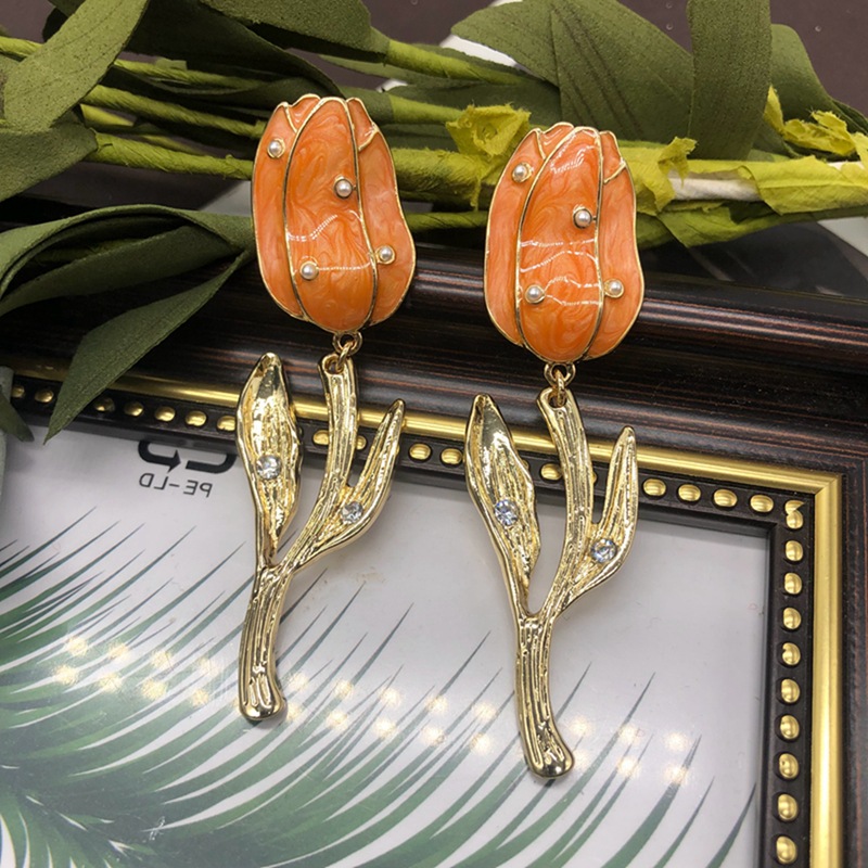 1 Pair Simple Style Flower Plating Alloy Drop Earrings display picture 5