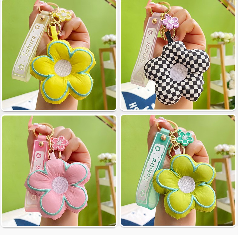 Cute Flower Cotton Women's Bag Pendant Keychain display picture 1