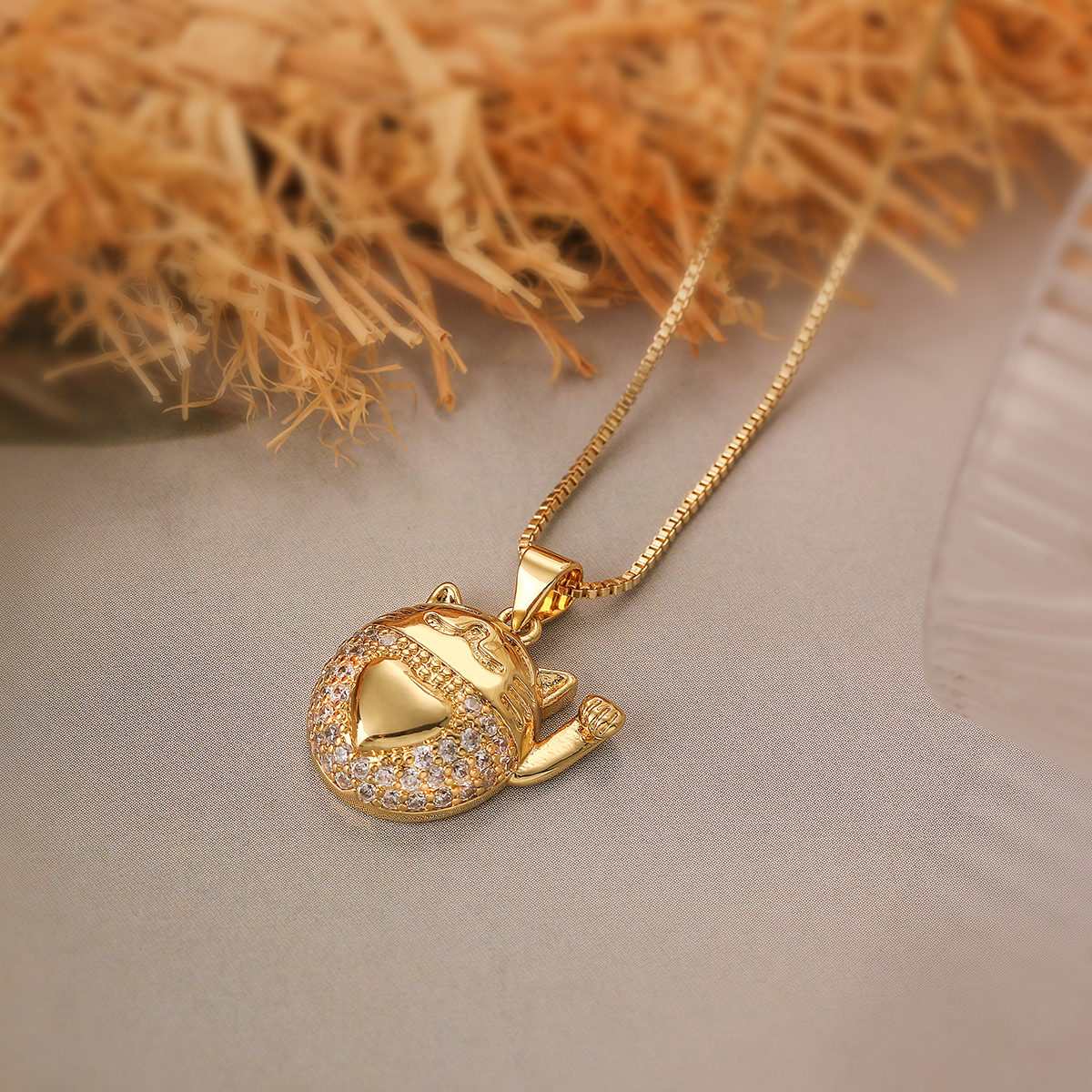 Simple Style Commute Cat Copper 18k Gold Plated Zircon Pendant Necklace In Bulk display picture 5