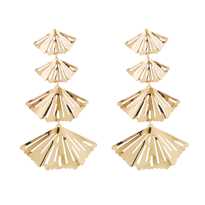 1 Piece Elegant Luxurious Sector Plating Metal Alloy Gold Plated Silver Plated Drop Earrings display picture 5