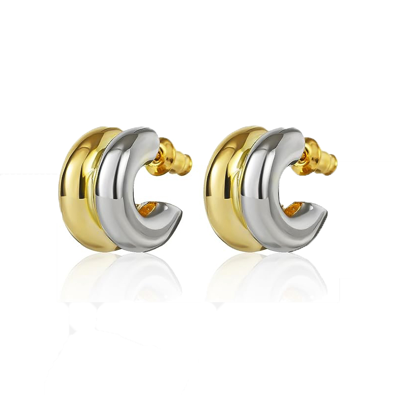 1 Pair Casual Color Block Polishing Plating Stainless Steel 18K Gold Plated Ear Studs display picture 2