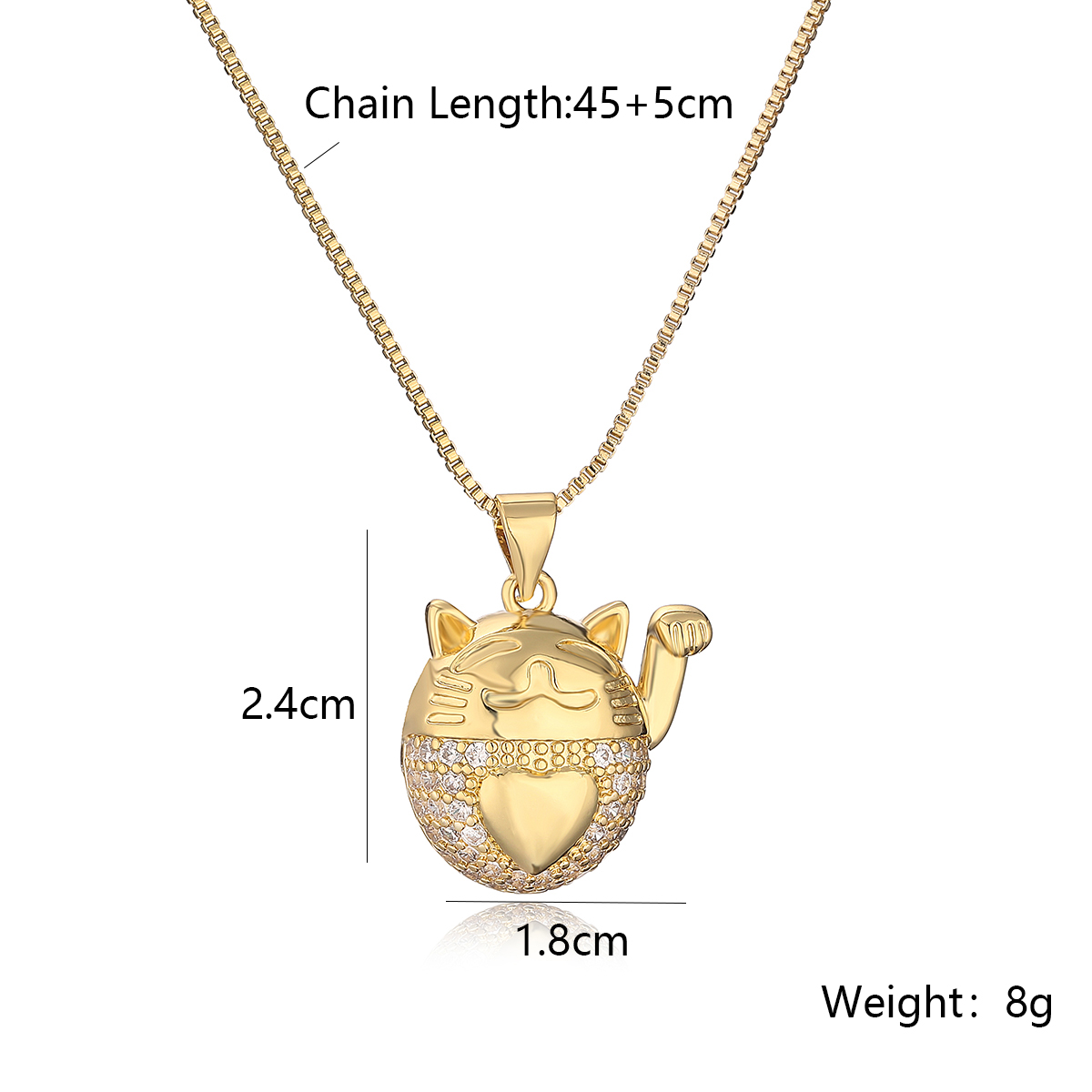 Simple Style Commute Cat Copper 18k Gold Plated Zircon Pendant Necklace In Bulk display picture 1