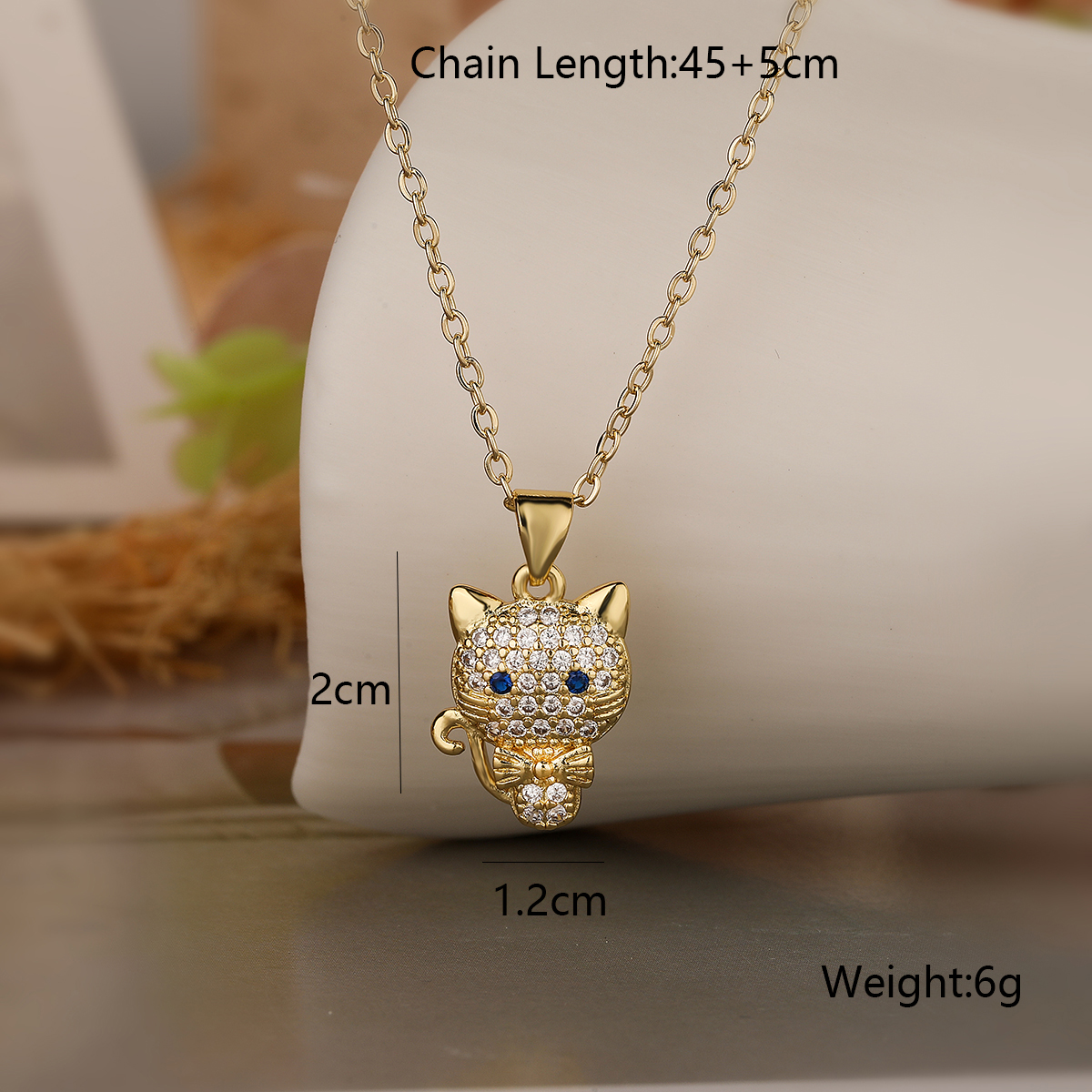Einfacher Stil Pendeln Katze Kupfer 18 Karat Vergoldet Zirkon Halskette Mit Anhänger In Masse display picture 2