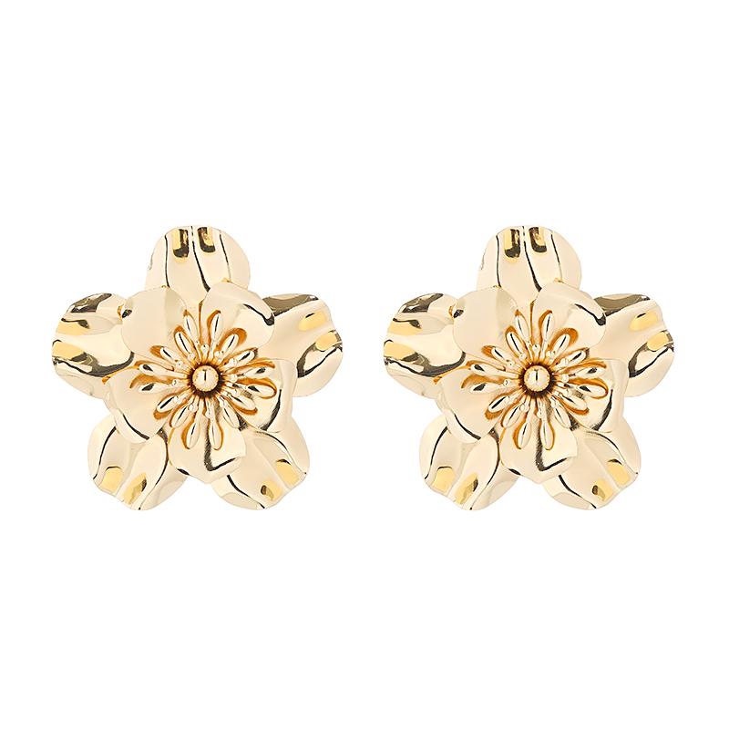 Wholesale Jewelry Elegant Flower Petal Alloy Gold Plated Silver Plated Plating Ear Studs display picture 5