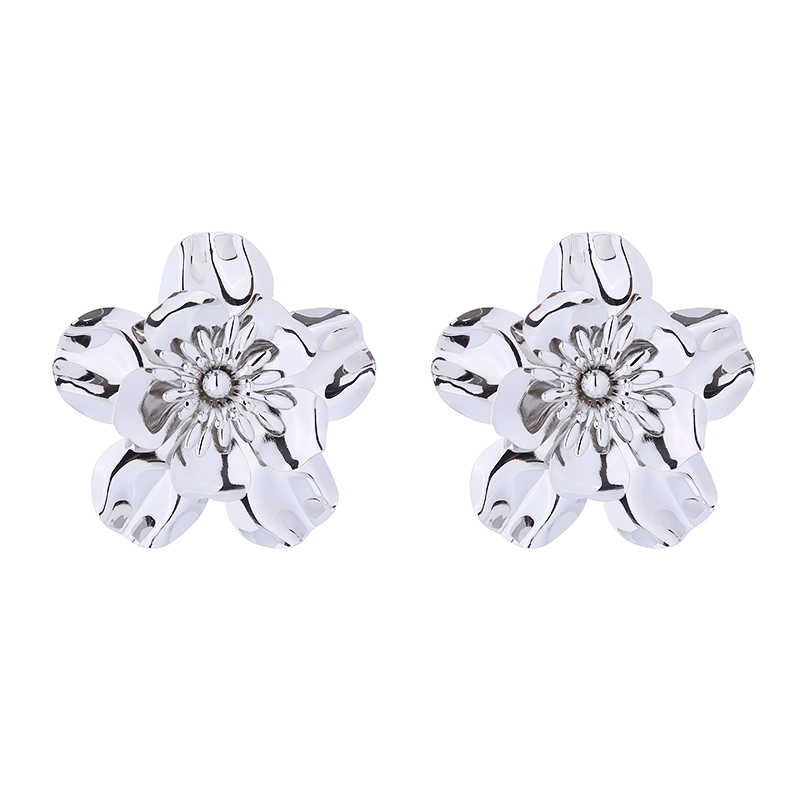 Wholesale Jewelry Elegant Flower Petal Alloy Gold Plated Silver Plated Plating Ear Studs display picture 6