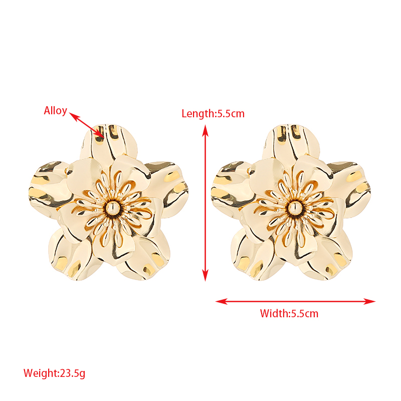 Wholesale Jewelry Elegant Flower Petal Alloy Gold Plated Silver Plated Plating Ear Studs display picture 1