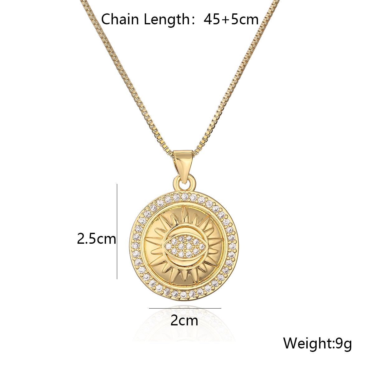 Aogu Cross-border Copper Plating 18k Gold Zircon Sun Moon Round Pendant Necklace Female Niche High Sense Necklace display picture 1