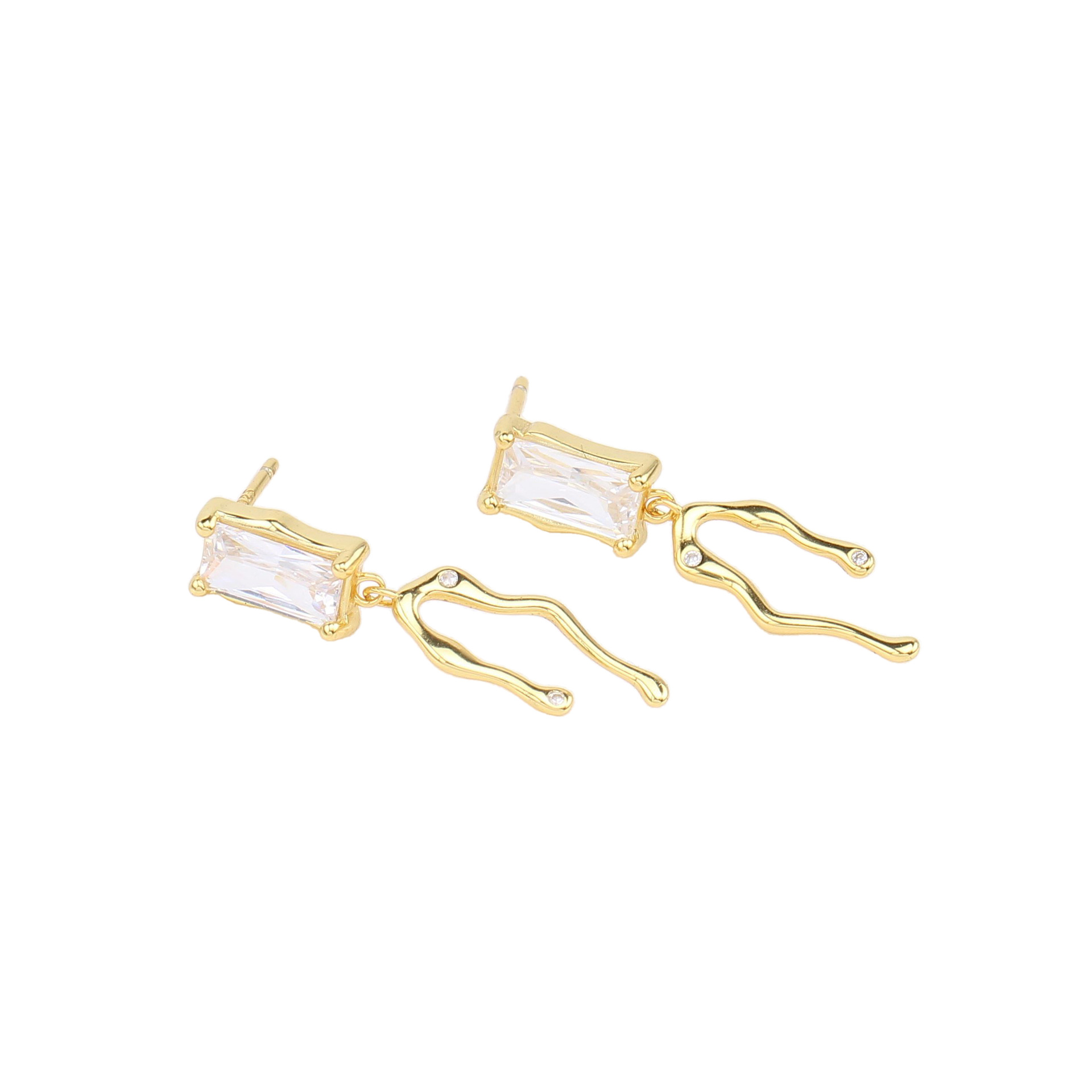 1 Pair Simple Style Square Inlay Sterling Silver Zircon Drop Earrings display picture 1