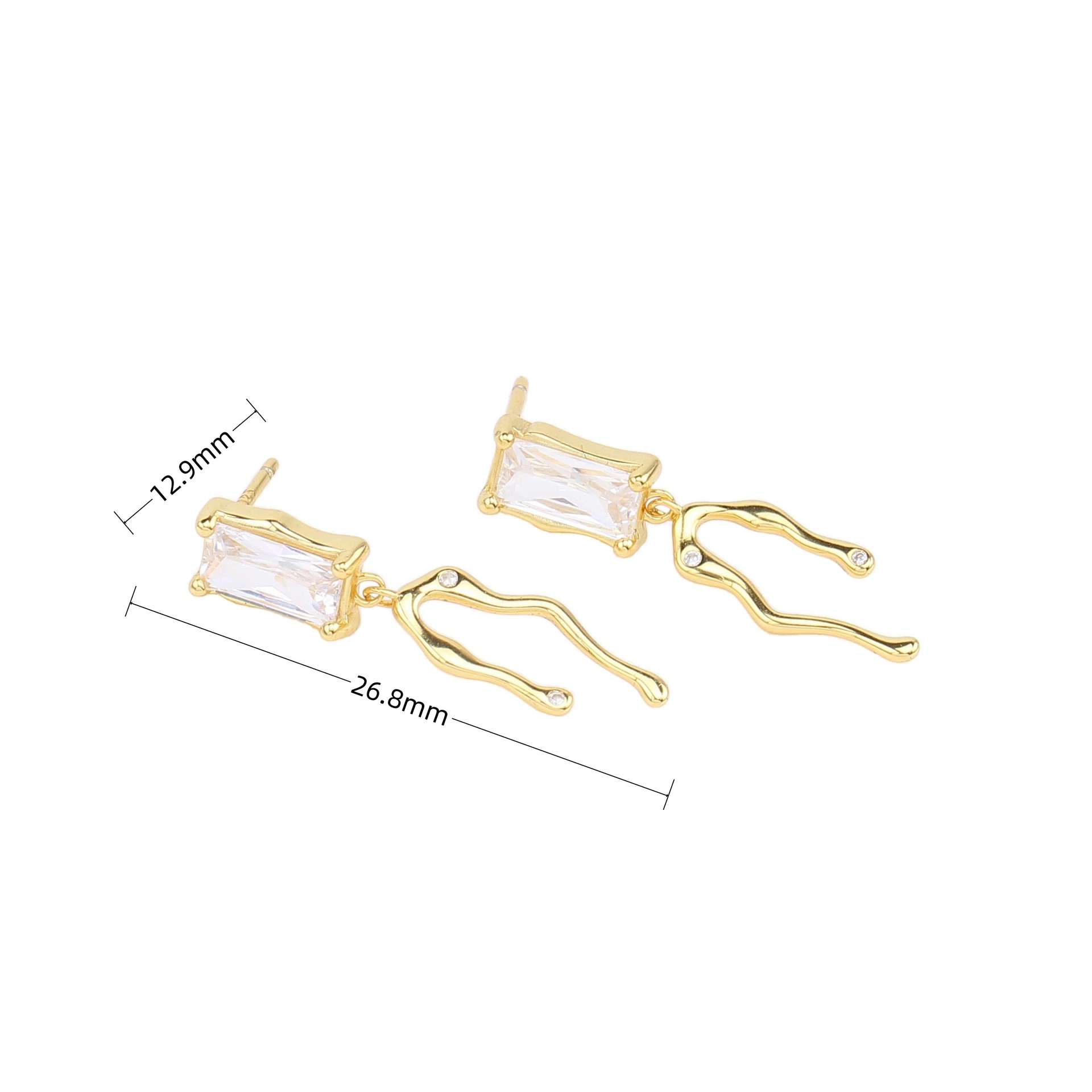 1 Pair Simple Style Square Inlay Sterling Silver Zircon Drop Earrings display picture 2