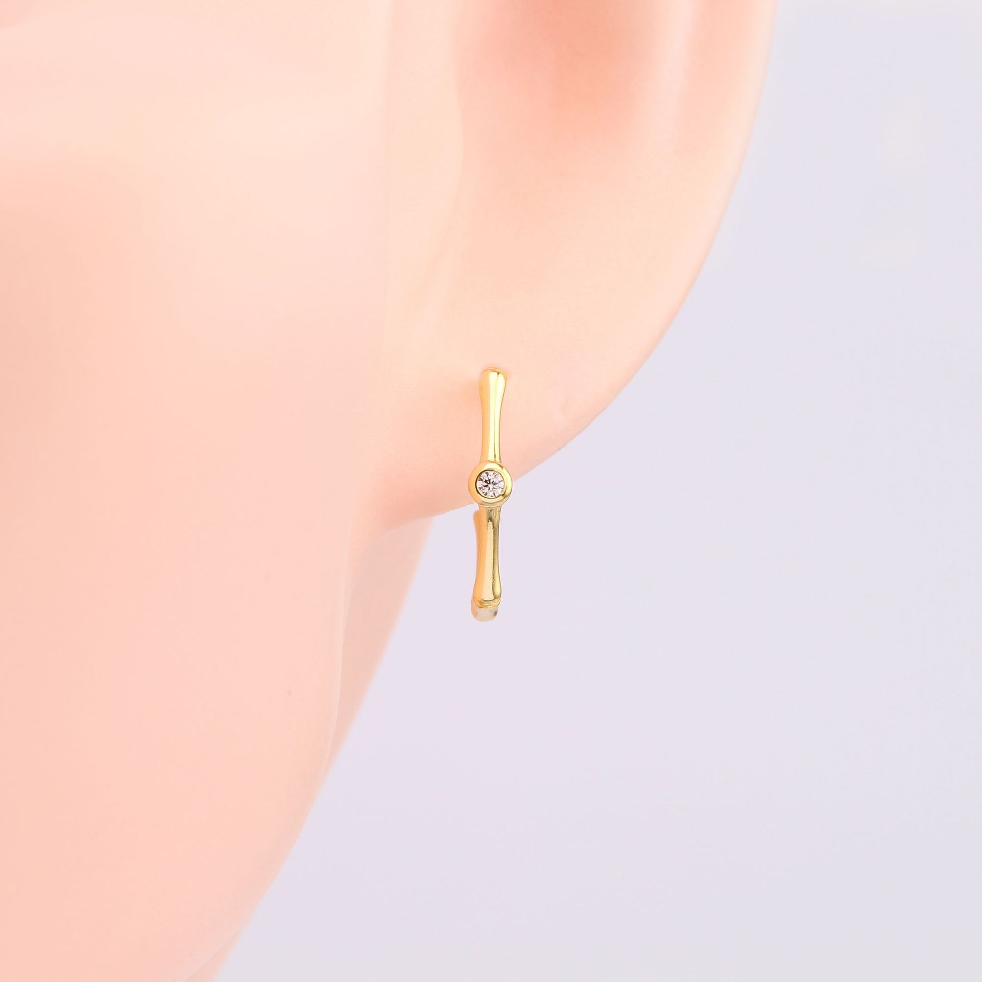 1 Pair Simple Style Solid Color Inlay Sterling Silver Zircon Ear Studs display picture 9