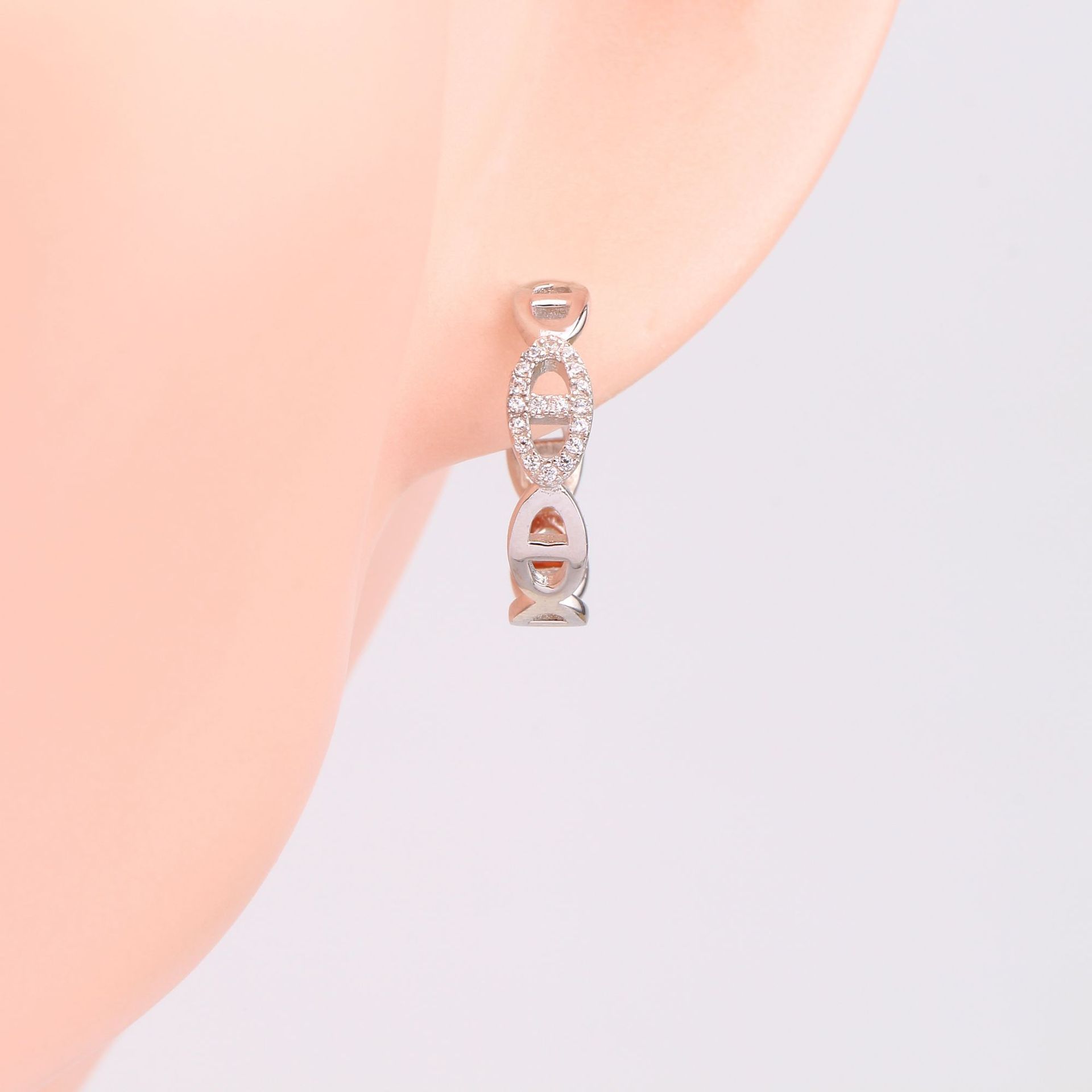 1 Pair Simple Style Solid Color Inlay Sterling Silver Zircon Ear Studs display picture 6