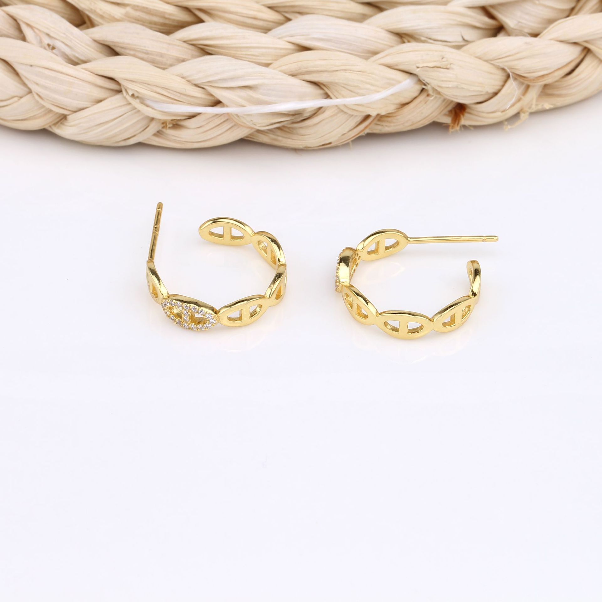 1 Pair Simple Style Solid Color Inlay Sterling Silver Zircon Ear Studs display picture 7