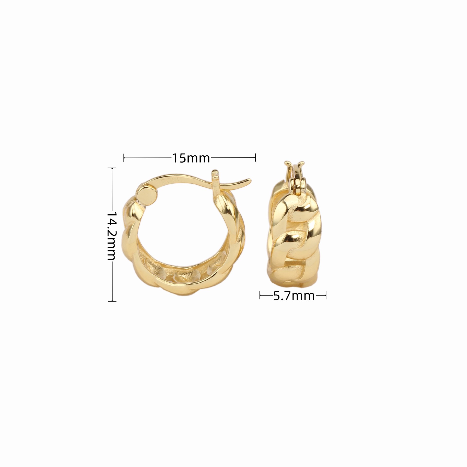 1 Pair Simple Style Solid Color Plating Sterling Silver Gold Plated Ear Studs display picture 2