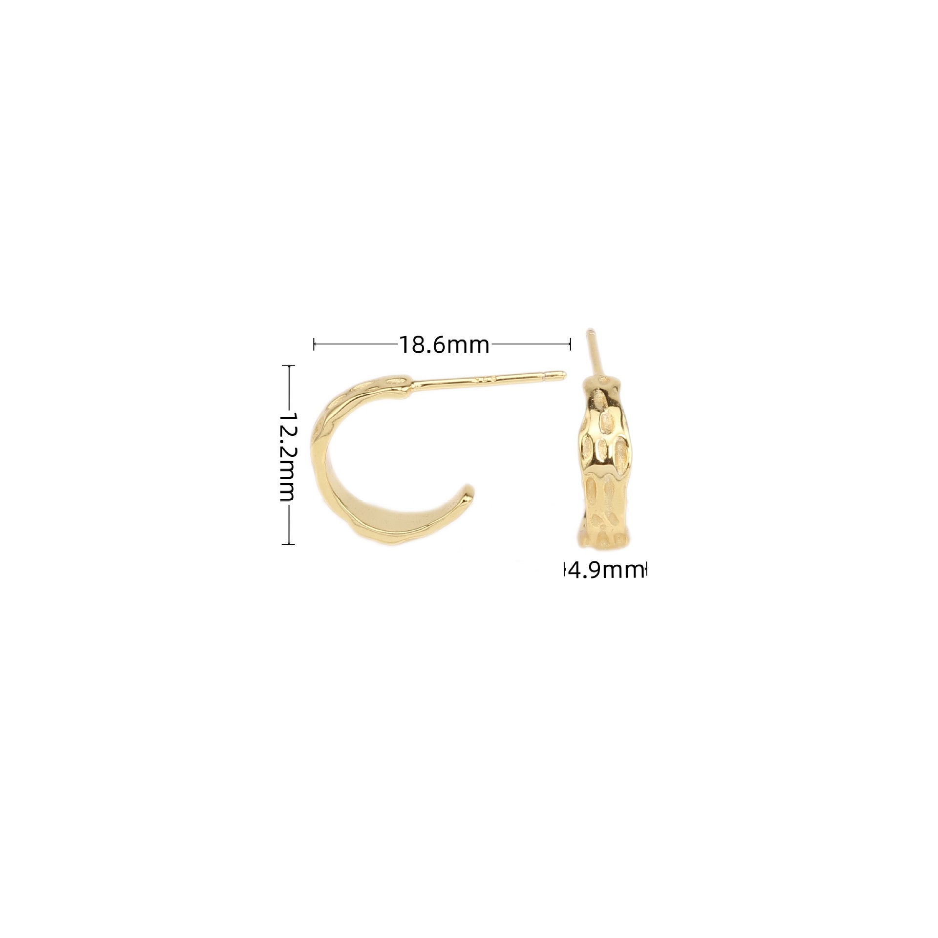 1 Pair Simple Style Solid Color Plating Pleated Sterling Silver Gold Plated Ear Studs display picture 2