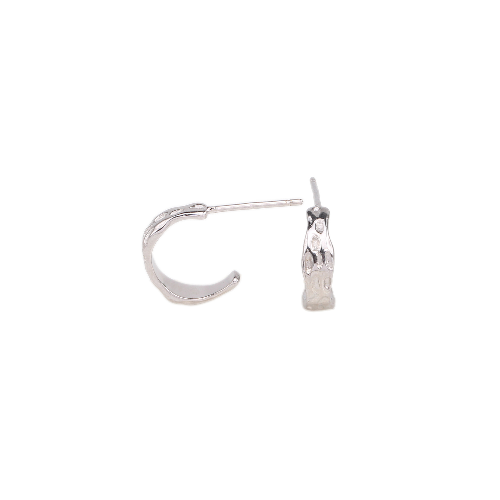 1 Paire Style Simple Couleur Unie Placage Plissé Argent Sterling Plaqué Or Boucles D'oreilles display picture 3