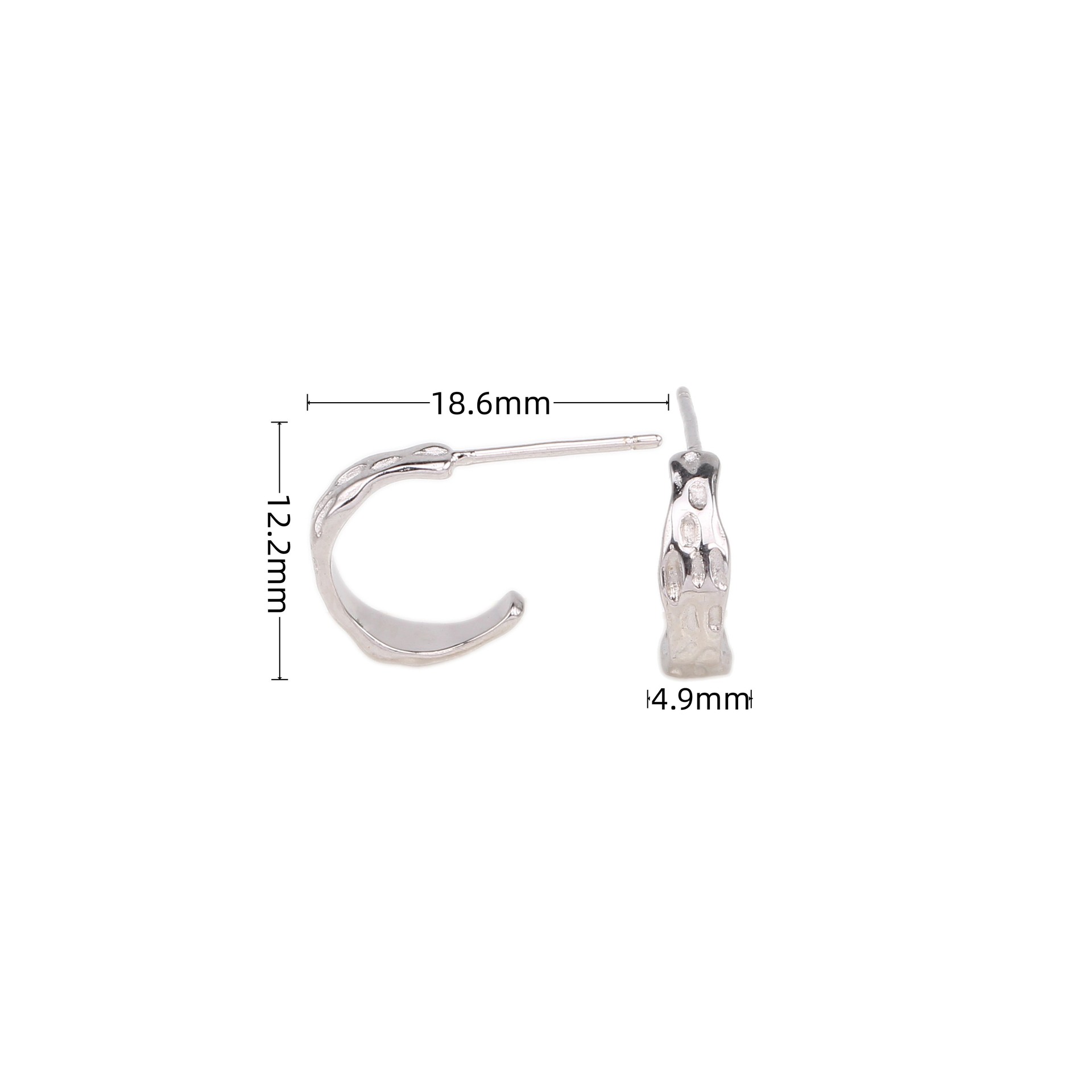 1 Paire Style Simple Couleur Unie Placage Plissé Argent Sterling Plaqué Or Boucles D'oreilles display picture 4